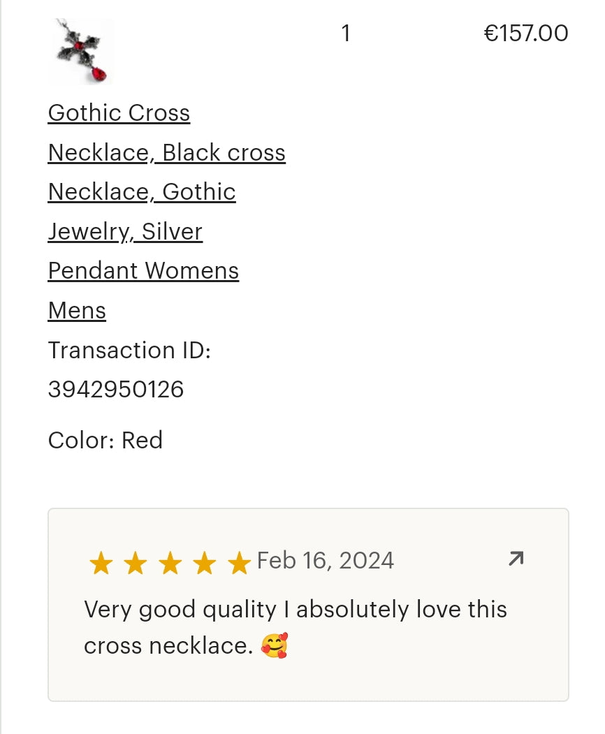 Gothic Cross Necklace with Purple and Black Swarovski Crystals