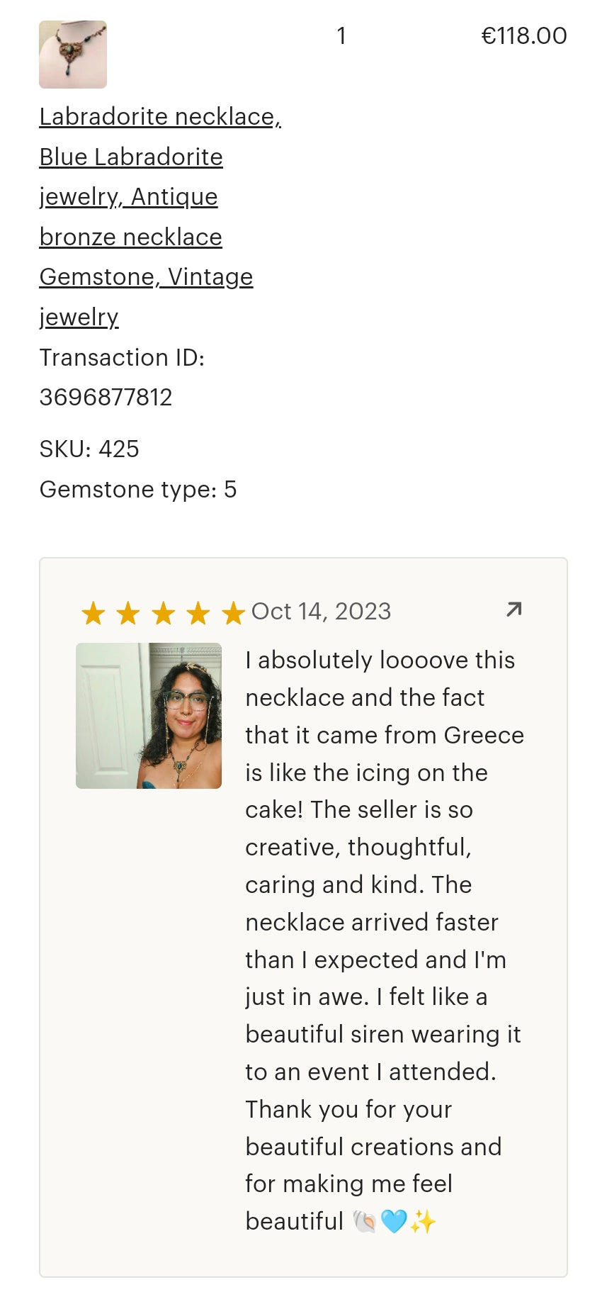 Labradorite Antique Brass Necklace