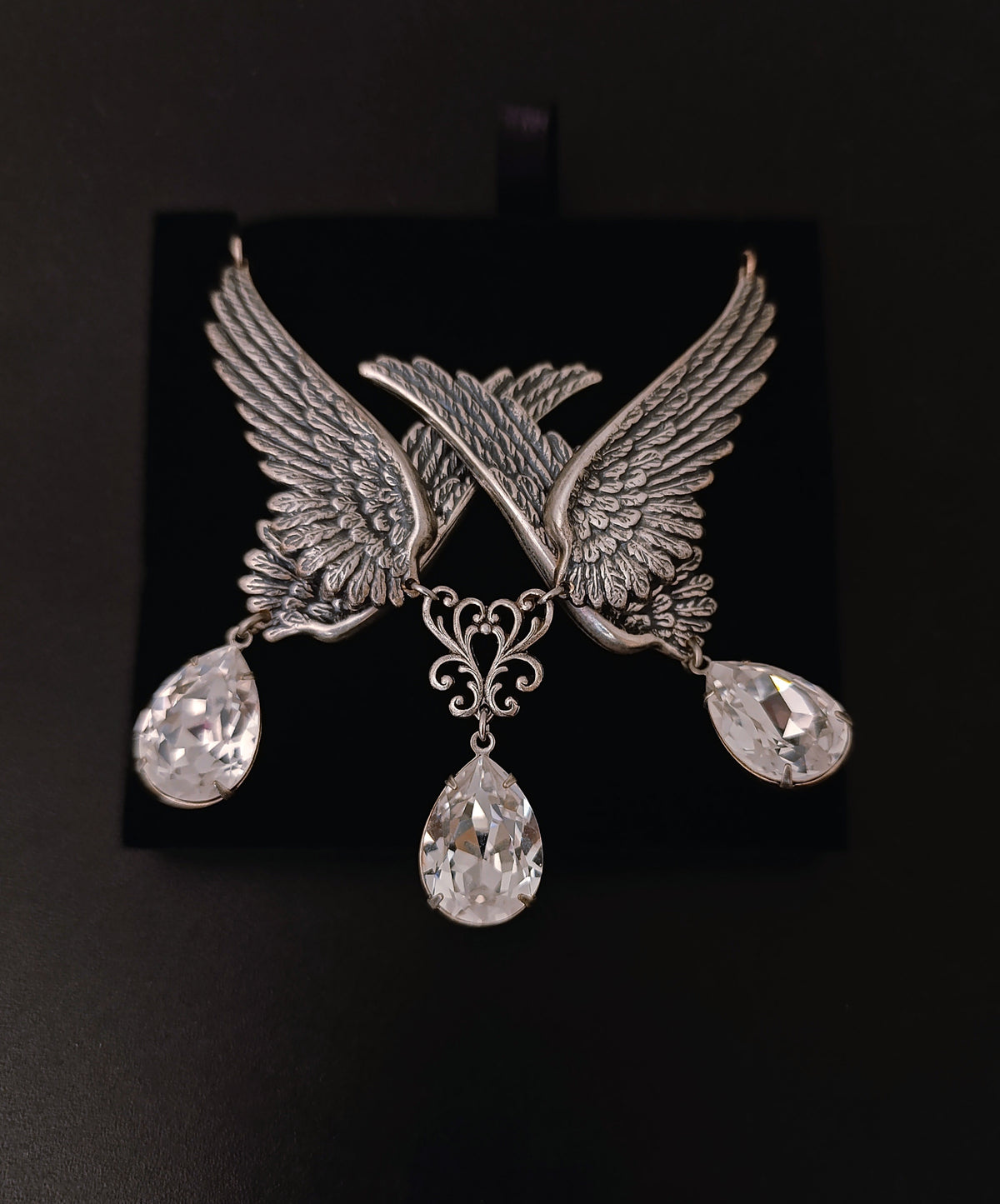 Silver Angel Wings Gothic Necklace