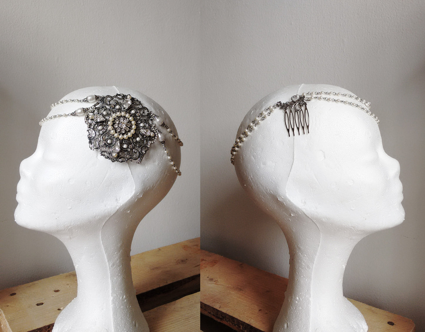 Pearl Bridal Hair Chain Great Gatsby Headpiece - Aranwen's Jewelry
- 4