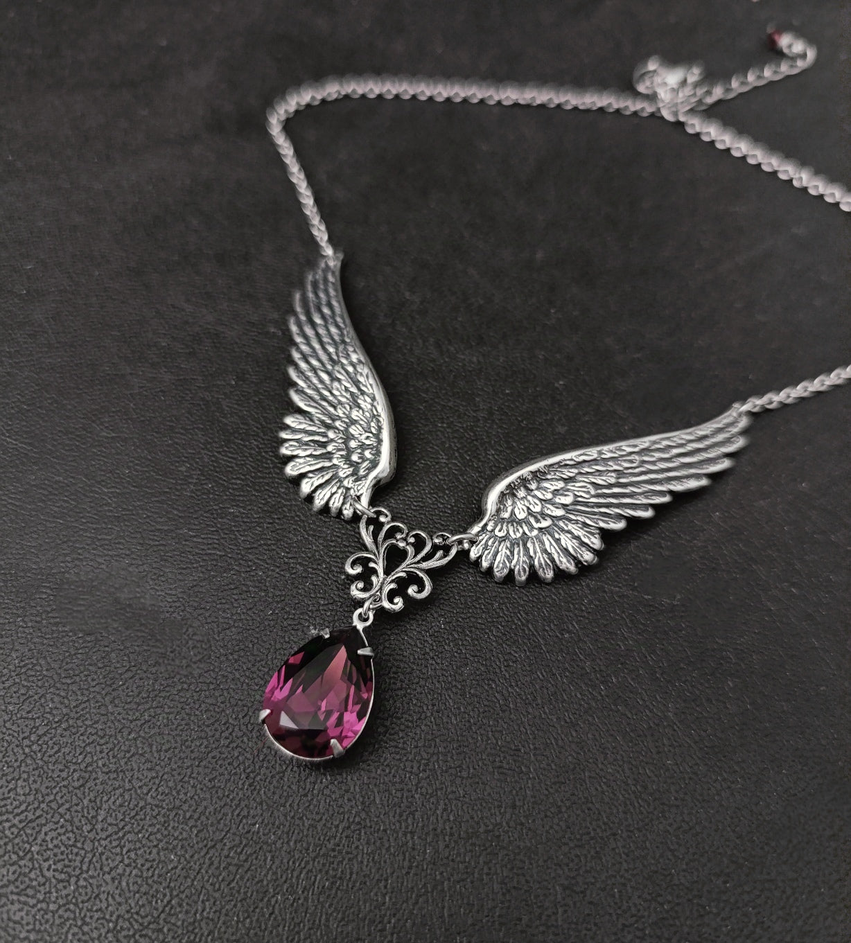 Silver Angel Wings Gothic Necklace