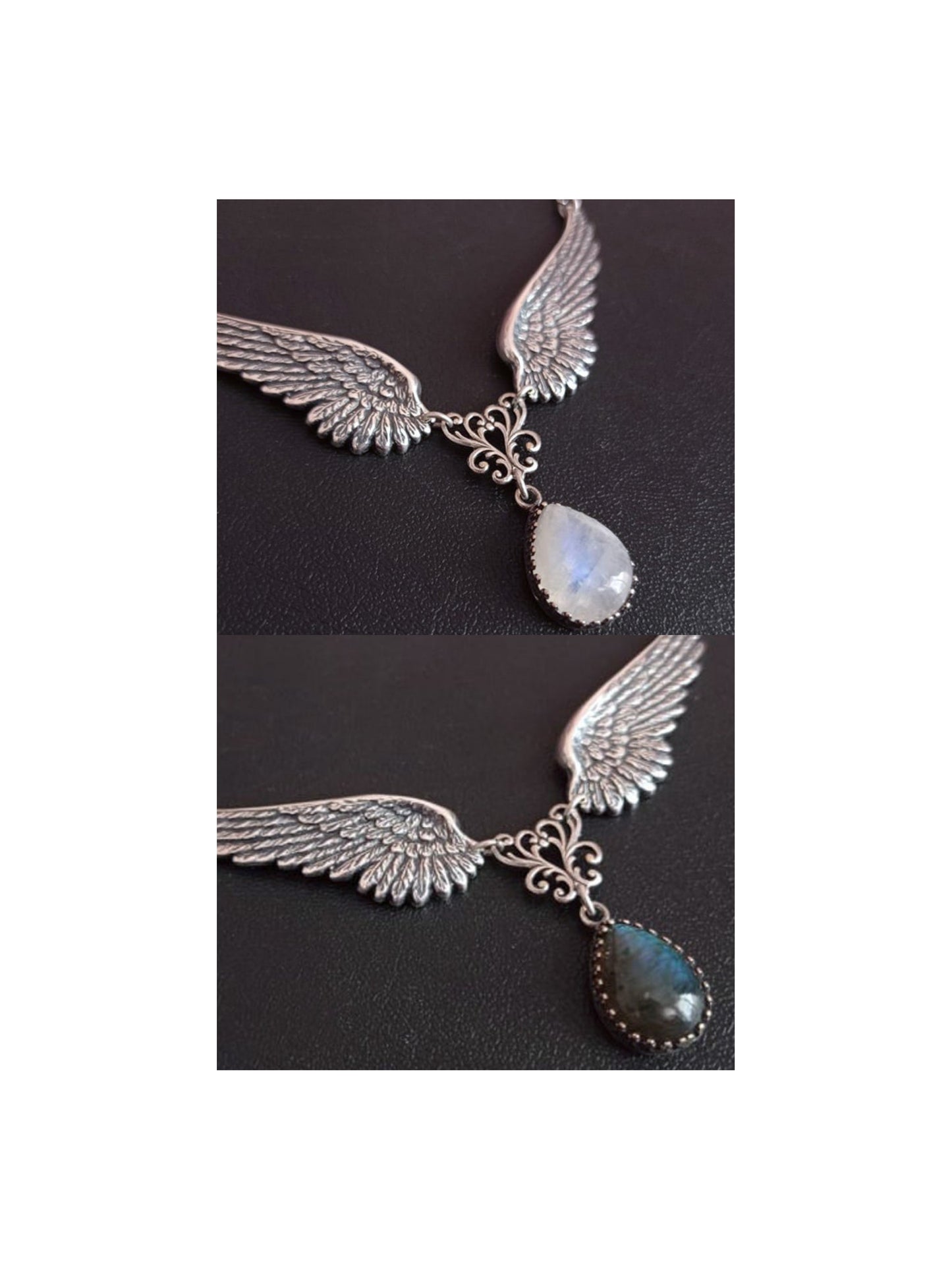 Silver Angel Wings Gothic Necklace