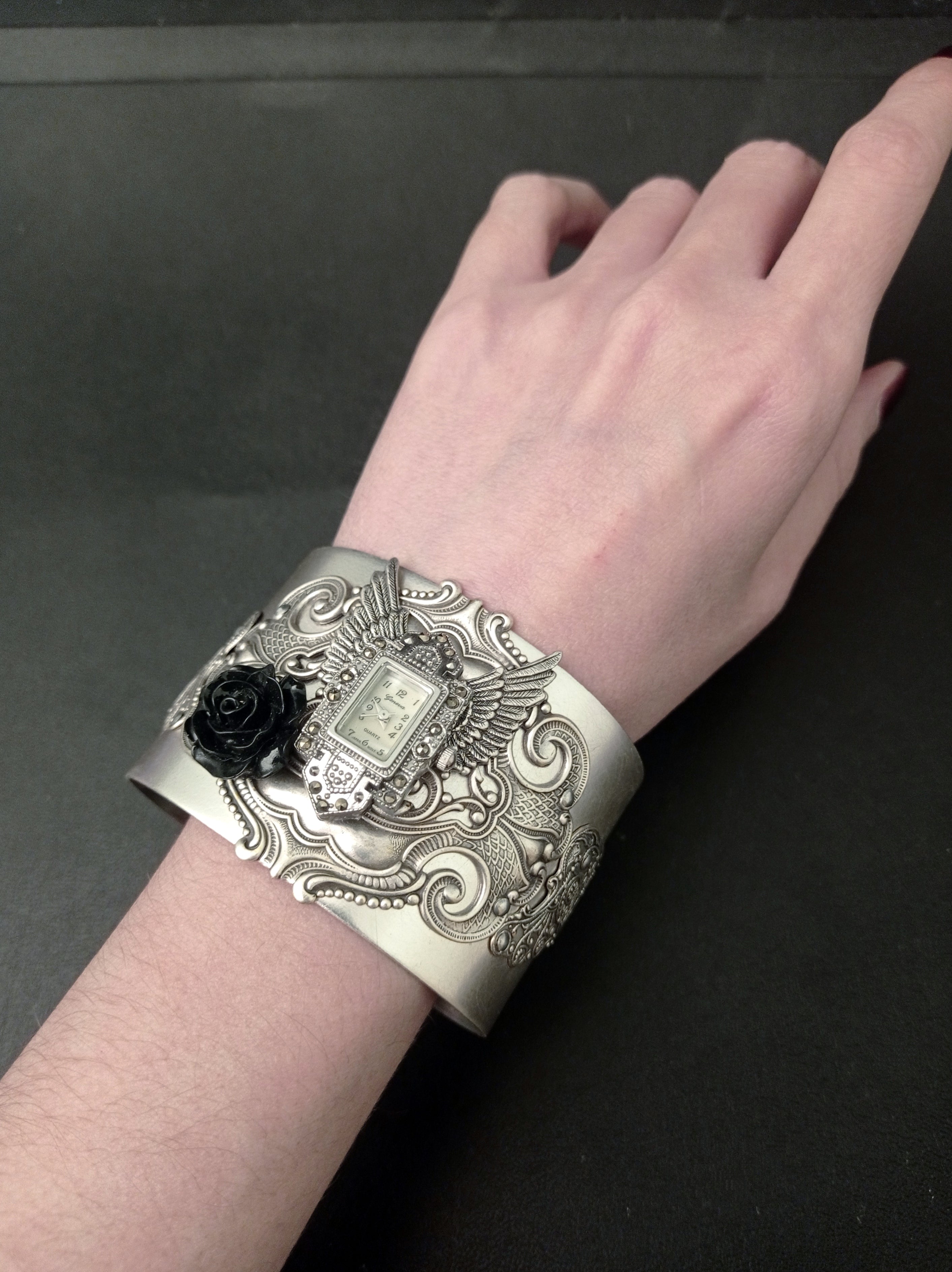 Silver discount cuff watch