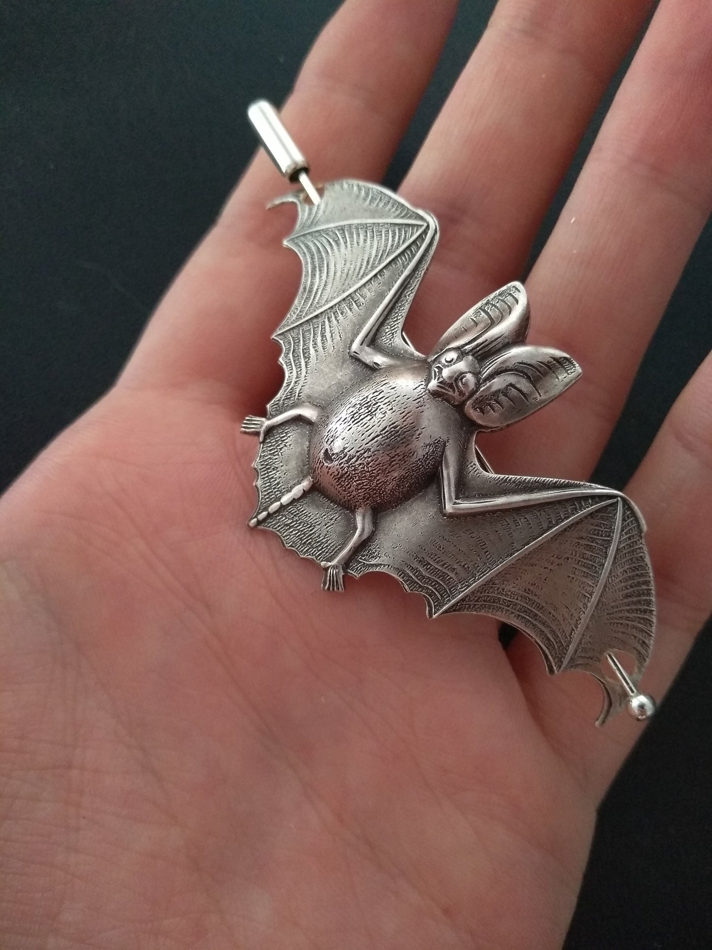 Silver Bat Pin