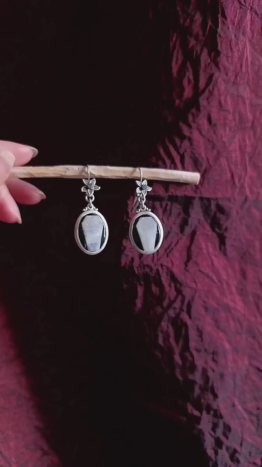 Moonstone coffin earrings