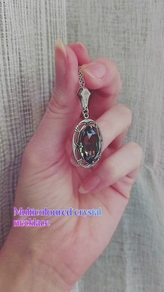 Multi coloured crystal necklace