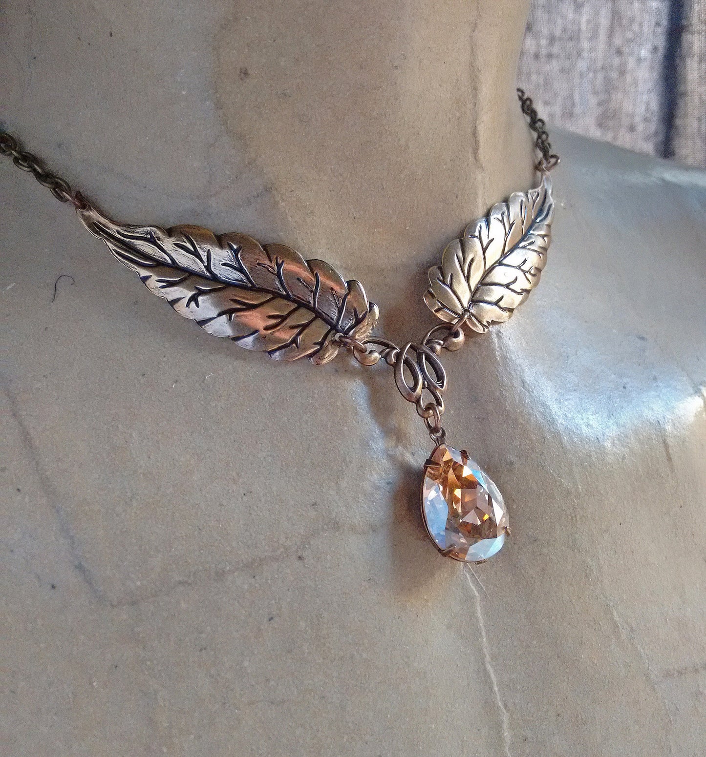 Brass leaves necklace