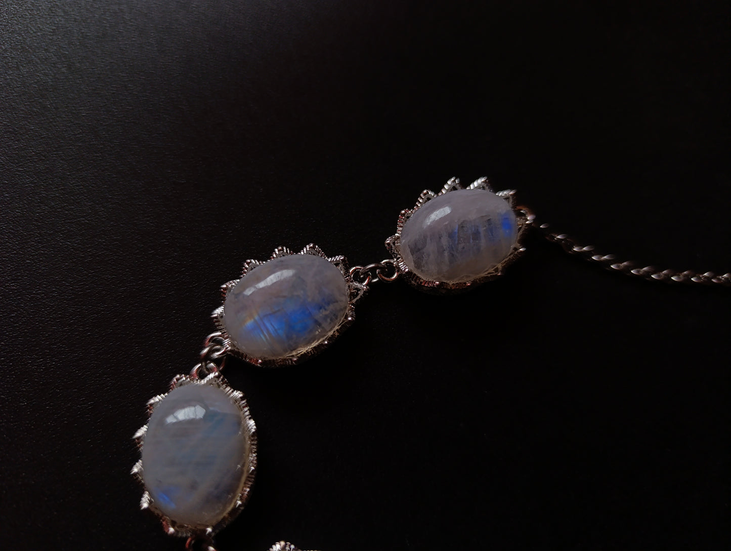 Rainbow moonstone tennis necklace