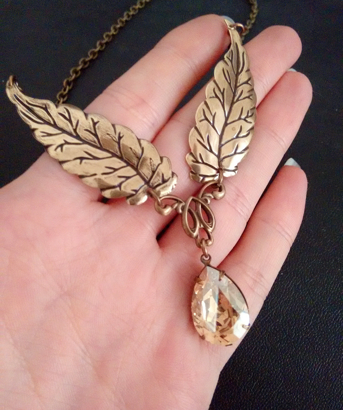 Brass leaves necklace