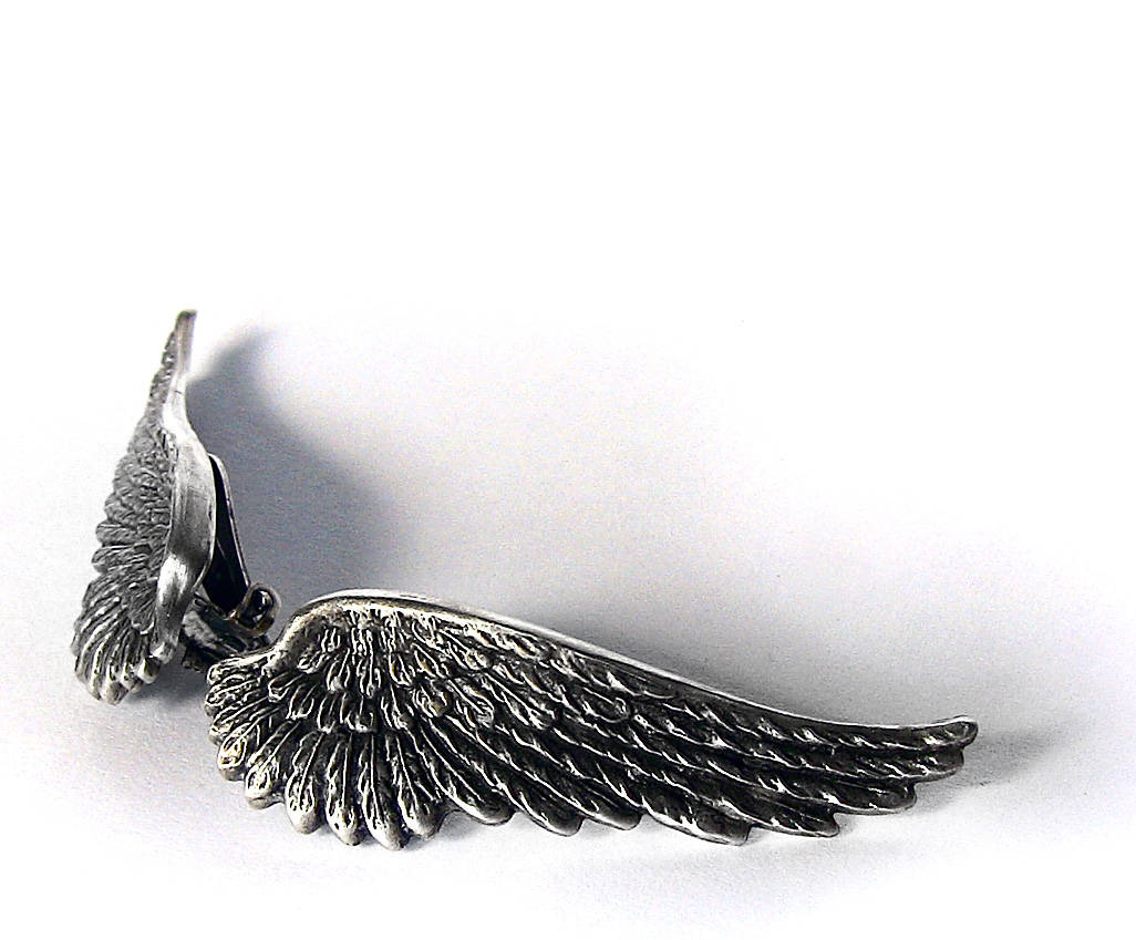 Silver Wing Clip On Earrings