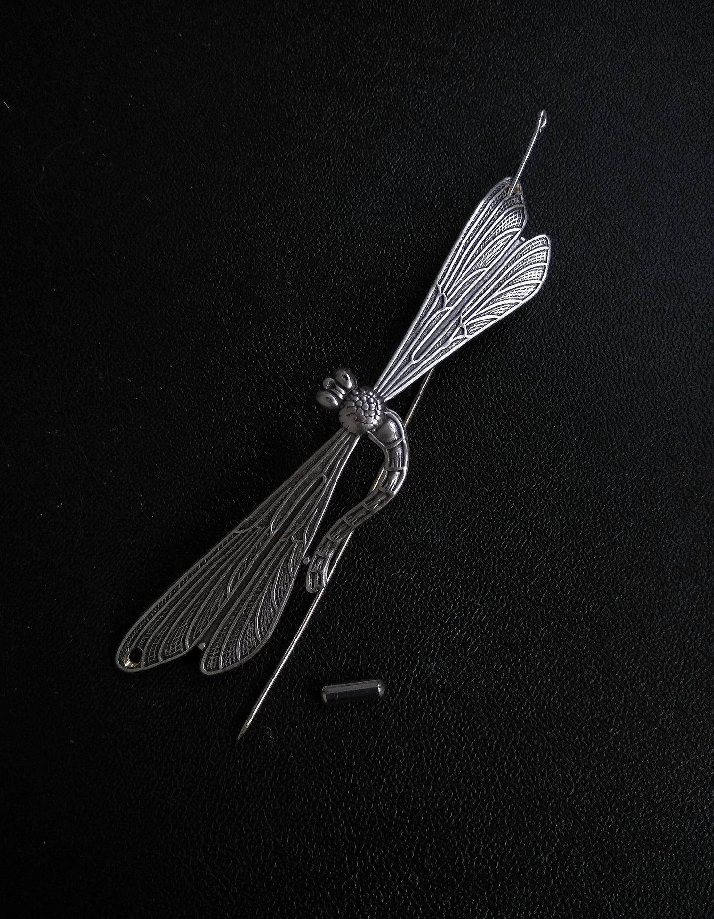 Oversized silver dragonfly brooch