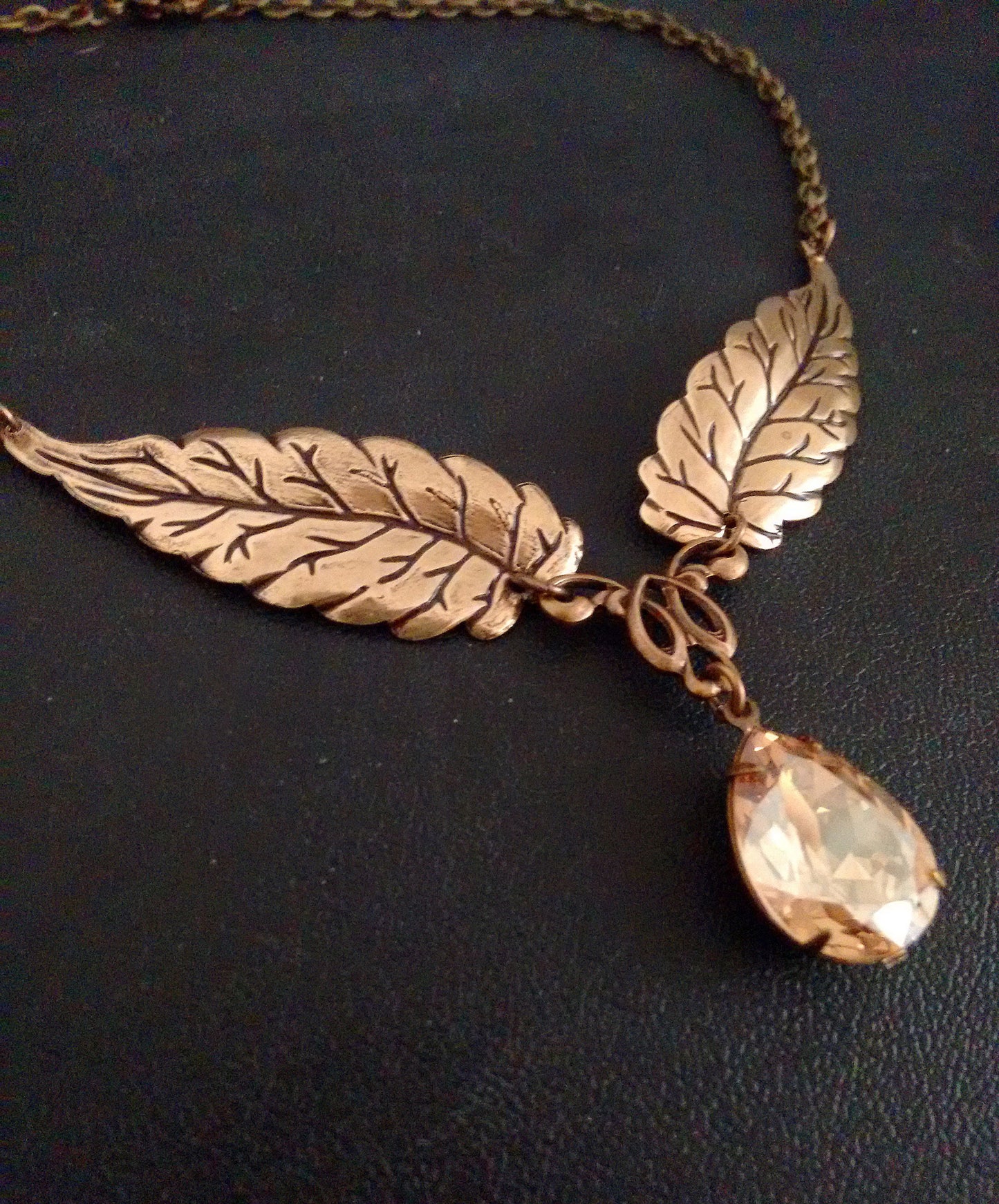Brass leaves necklace